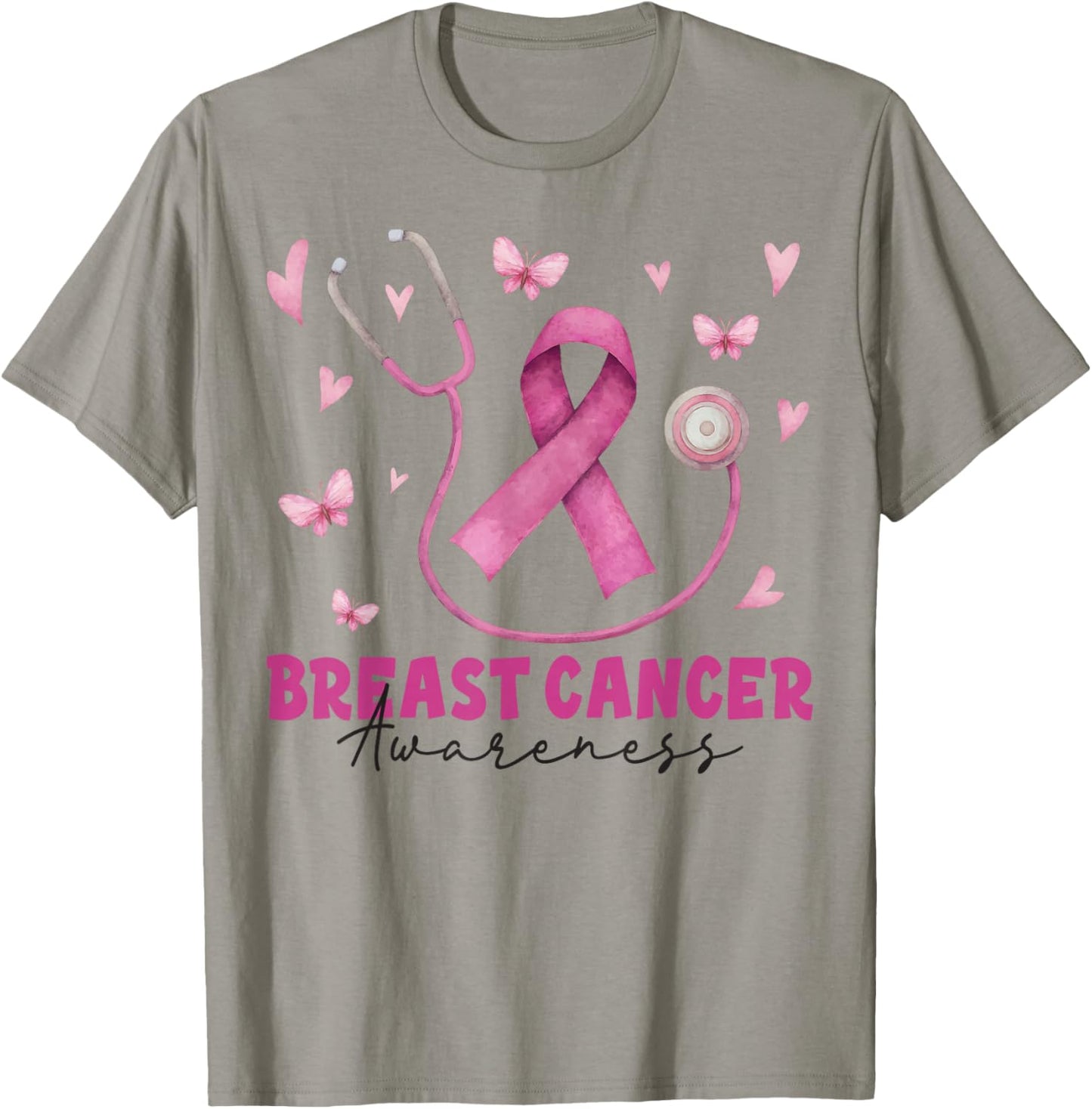 Pink Stethoscope Breast Cancer Awareness Nurse Scrub Women T-Shirt - T-Shirt | Sand