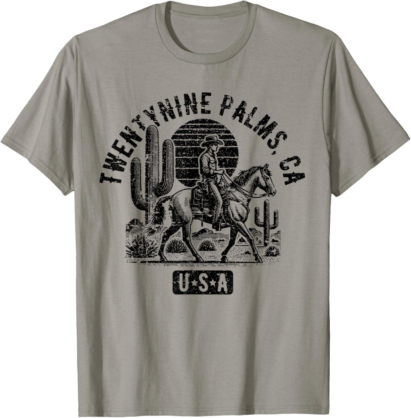 Twentynine Palms California USA Distressed Style Design T-Shirt - T-Shirt | Sand