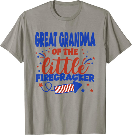 Great Grandma of The Little Firecracker Fourth of July T-Shirt - T-Shirt | Sand