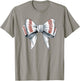 Baseball Coquette Bow Woman Girls Baseball Mom Fun T-Shirt - T-Shirt | Sand