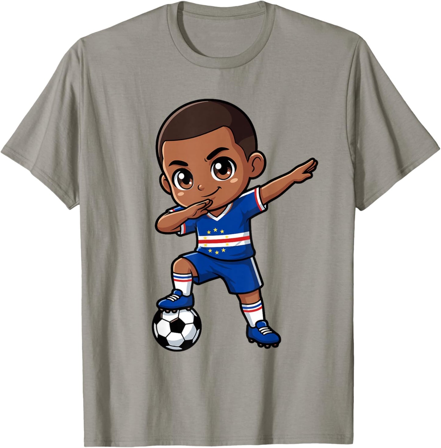 Cape Verde Kid Goal Cartoon Cabo Verde Flag for Kids T-Shirt - T-Shirt | Sand