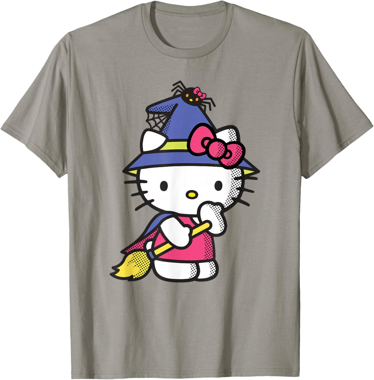 Hello Kitty Halloween Witches Broom with Purple Cape and Hat T-Shirt - T-Shirt | Sand