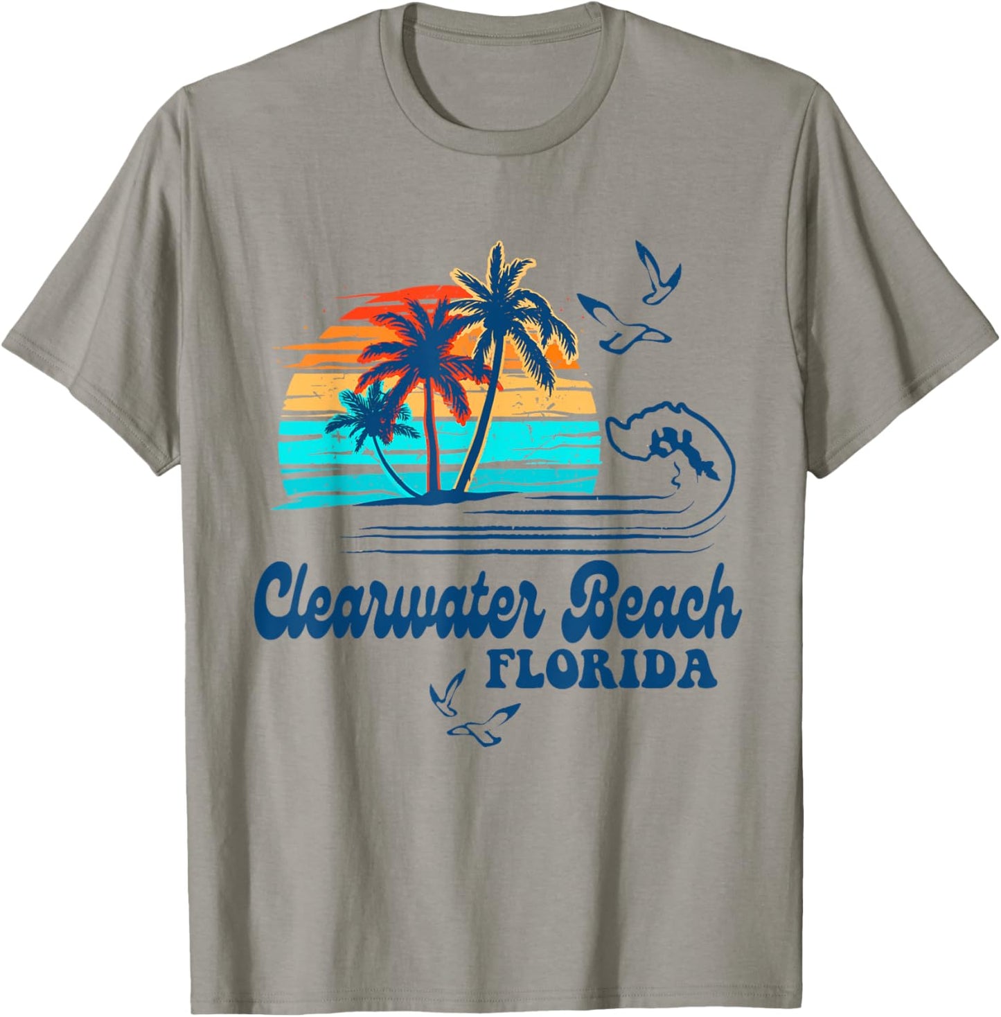 Clearwater Beach Florida 2025 Sunset Vintage 70's Retro T-Shirt - T-Shirt | Sand