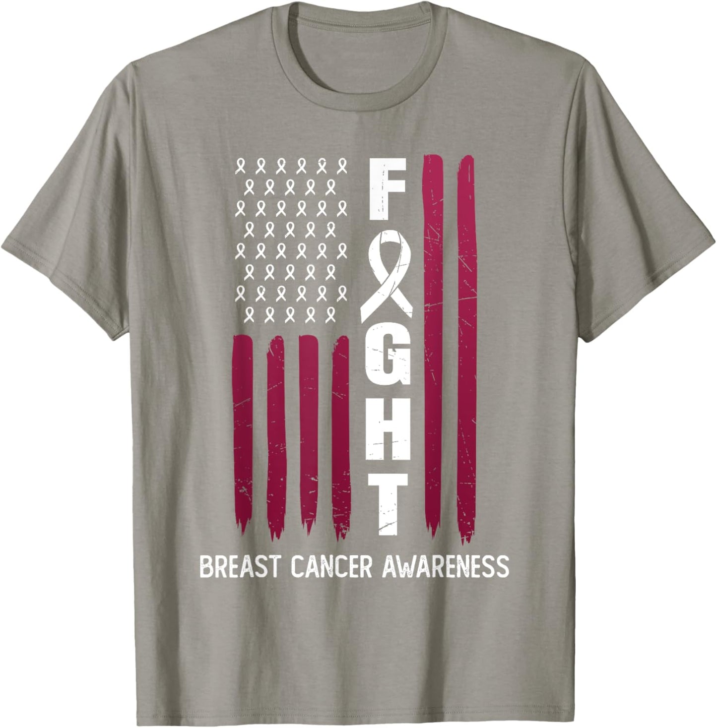 USA Pink Flag Breast Cancer Awareness Month - On Front T-Shirt - T-Shirt | Sand