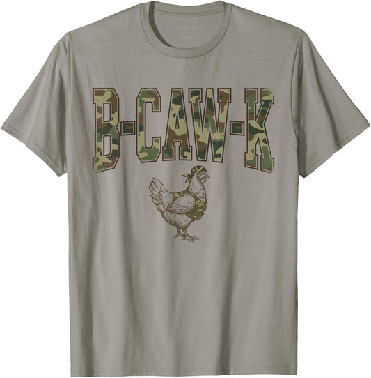 B-Caw-K Funny Chicken Military Camo Army Soldier Tactical T-Shirt - T-Shirt | Sand