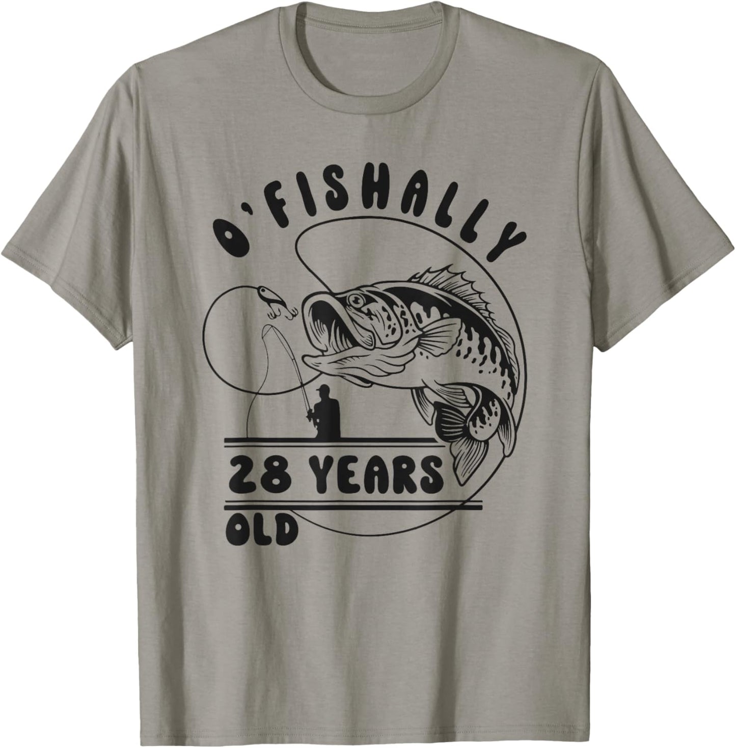 O’fishally 28 Years Old, Funny Fishing 28th Birthday T-Shirt - T-Shirt | Sand