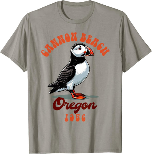 Cannon Beach Travel Trip Tufted Puffin Cannon Beach Oregon Men Women T-Shirt - T-Shirt | Sand