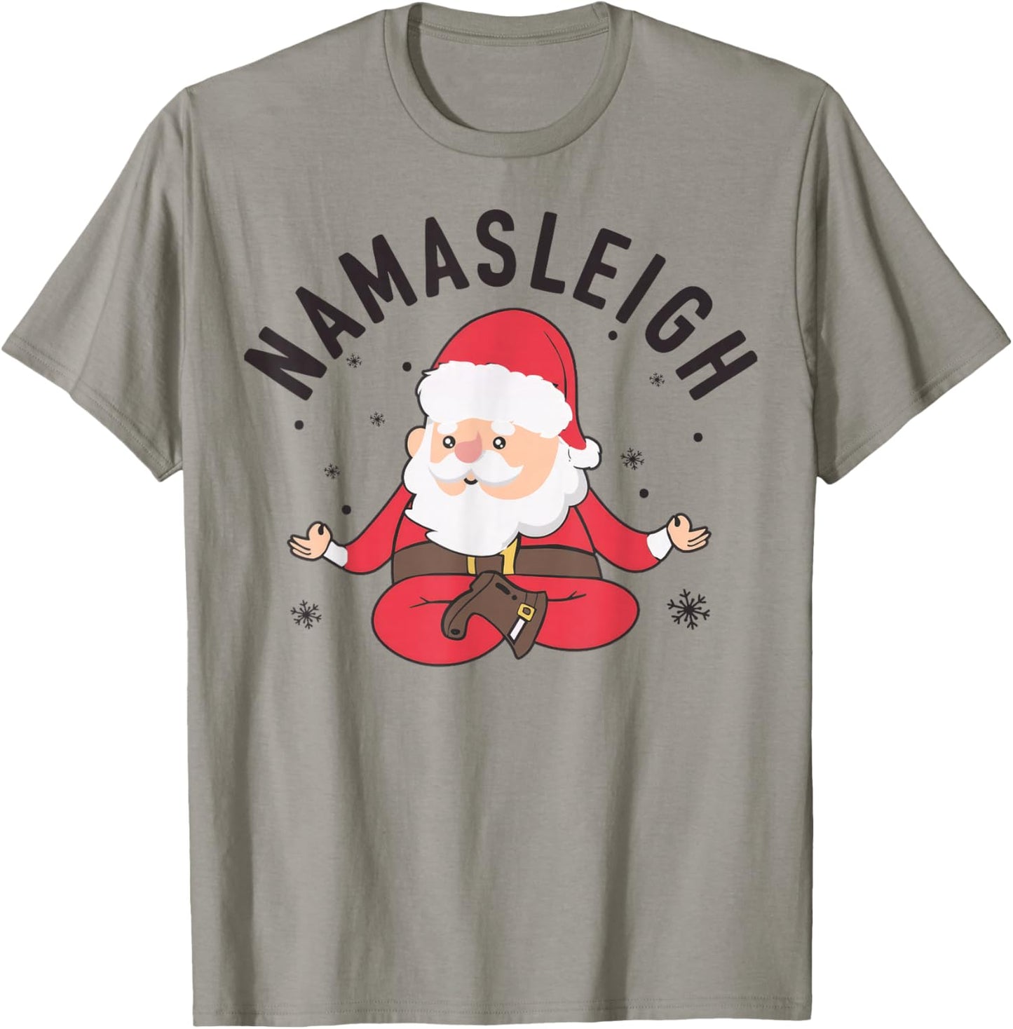 Santa Namasleigh Funny Santa Namaste Christmas Santa Yoga T-Shirt - T-Shirt | Sand