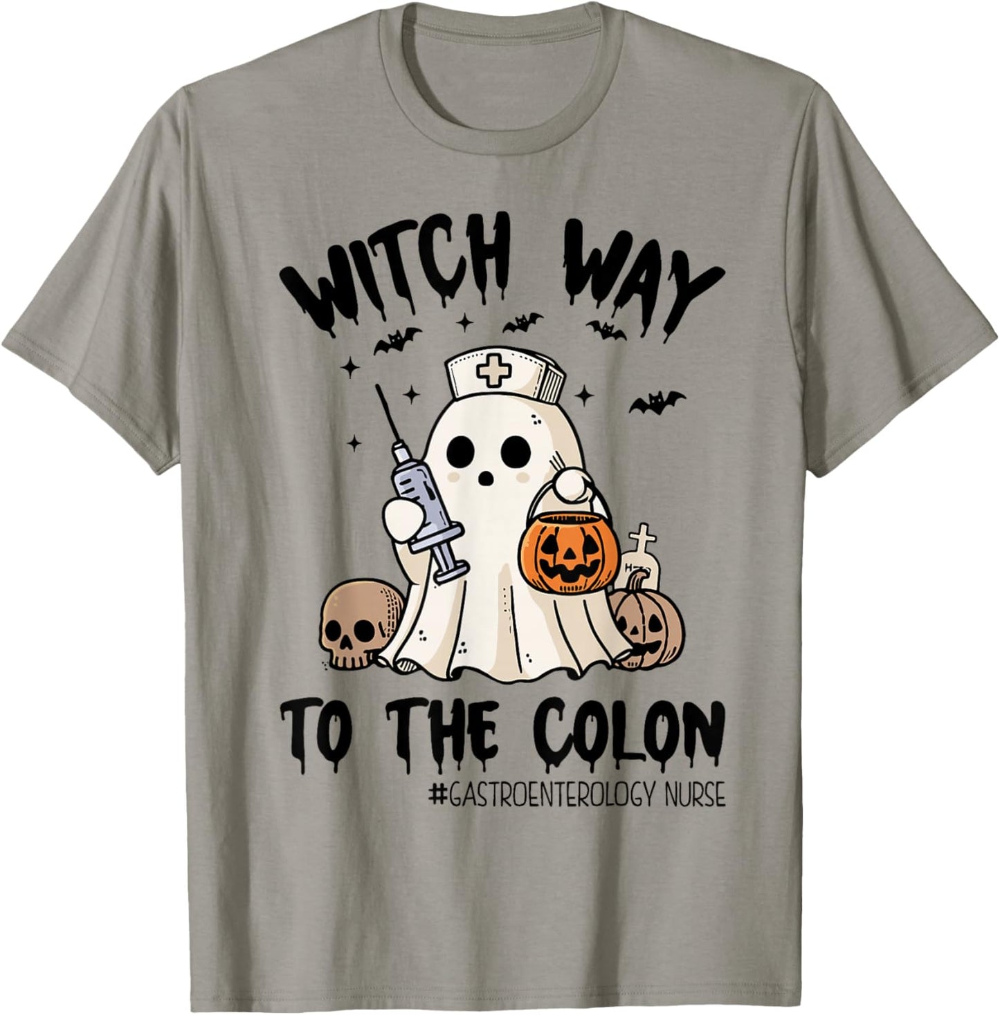 Gastroenterology Nurse Halloween Endo Nurse Ghost Endoscopy T-Shirt - T-Shirt | Sand