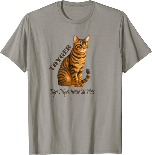 Toyger Tiger Stripes House Cat Vibes for Pet Fans T-Shirt - T-Shirt | Sand
