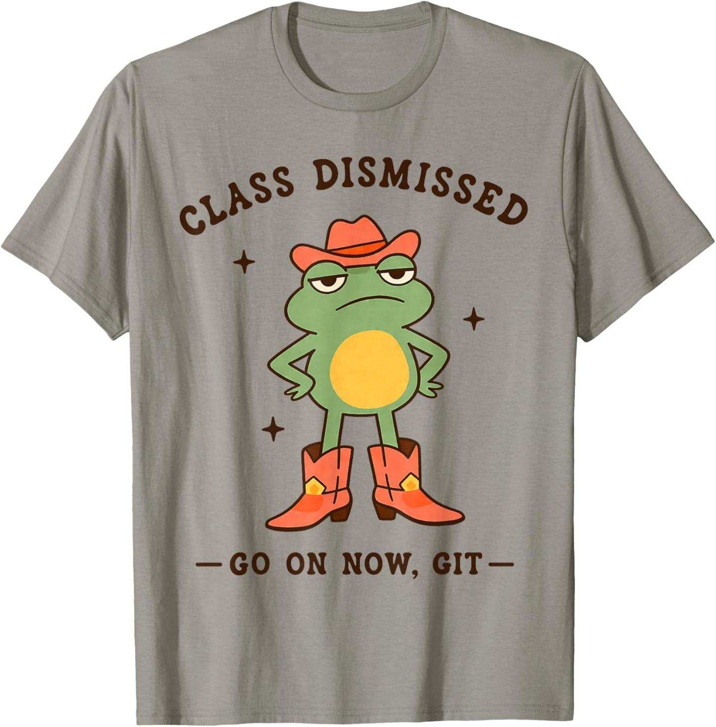 Class Dismissed Go On Now Git Funny Frog Teacher T-Shirt - T-Shirt | Sand