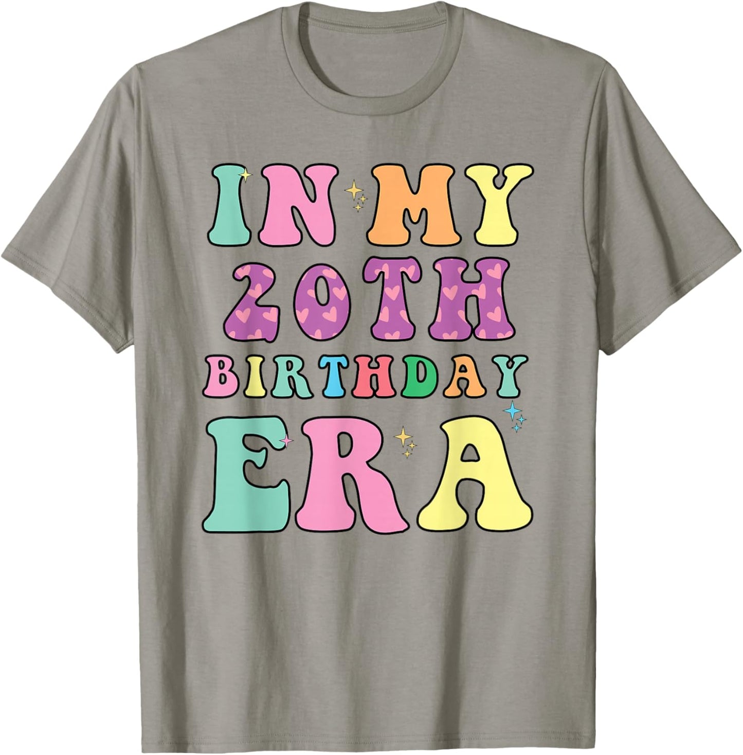 In My 20th Birthday Era Groovy Retro 20 Years Old Birthday T-Shirt - T-Shirt | Sand