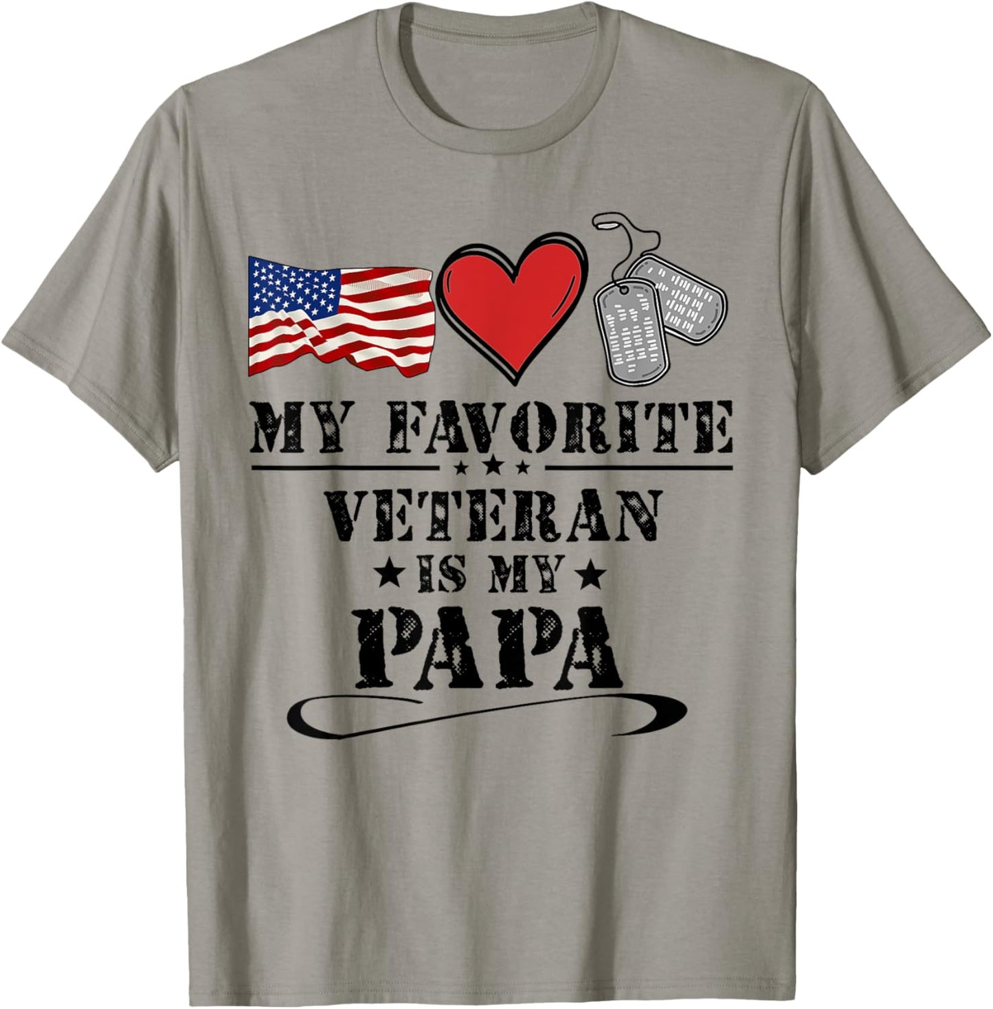 My Favorite Veteran Is My Papa Father Veterans Day Kids T-Shirt - T-Shirt | Sand