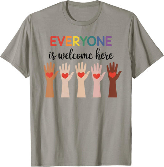 Everyone Is Welcome Here Idaho Teacher T-Shirt - T-Shirt | Sand
