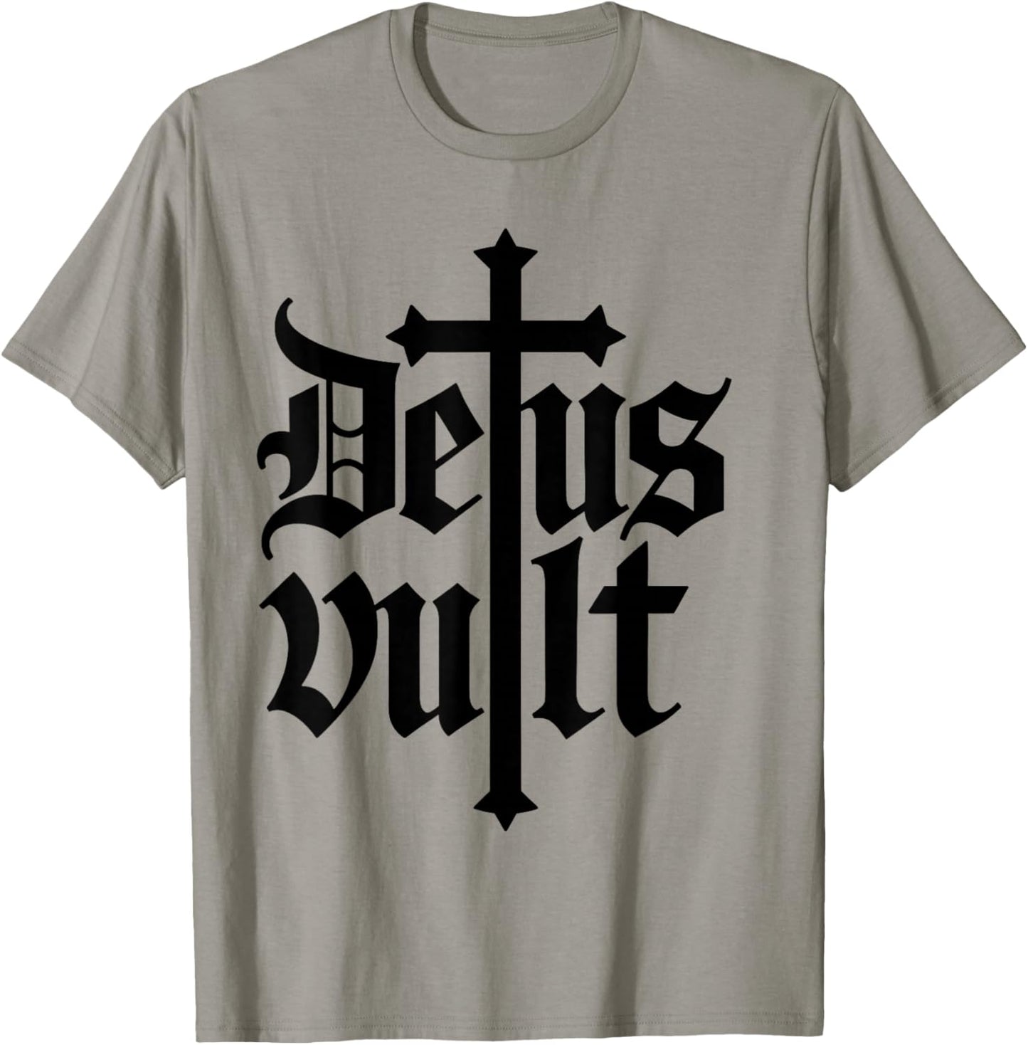 Deus Vult Crusader Cross Medieval Latin Phrase T-Shirt - T-Shirt | Sand