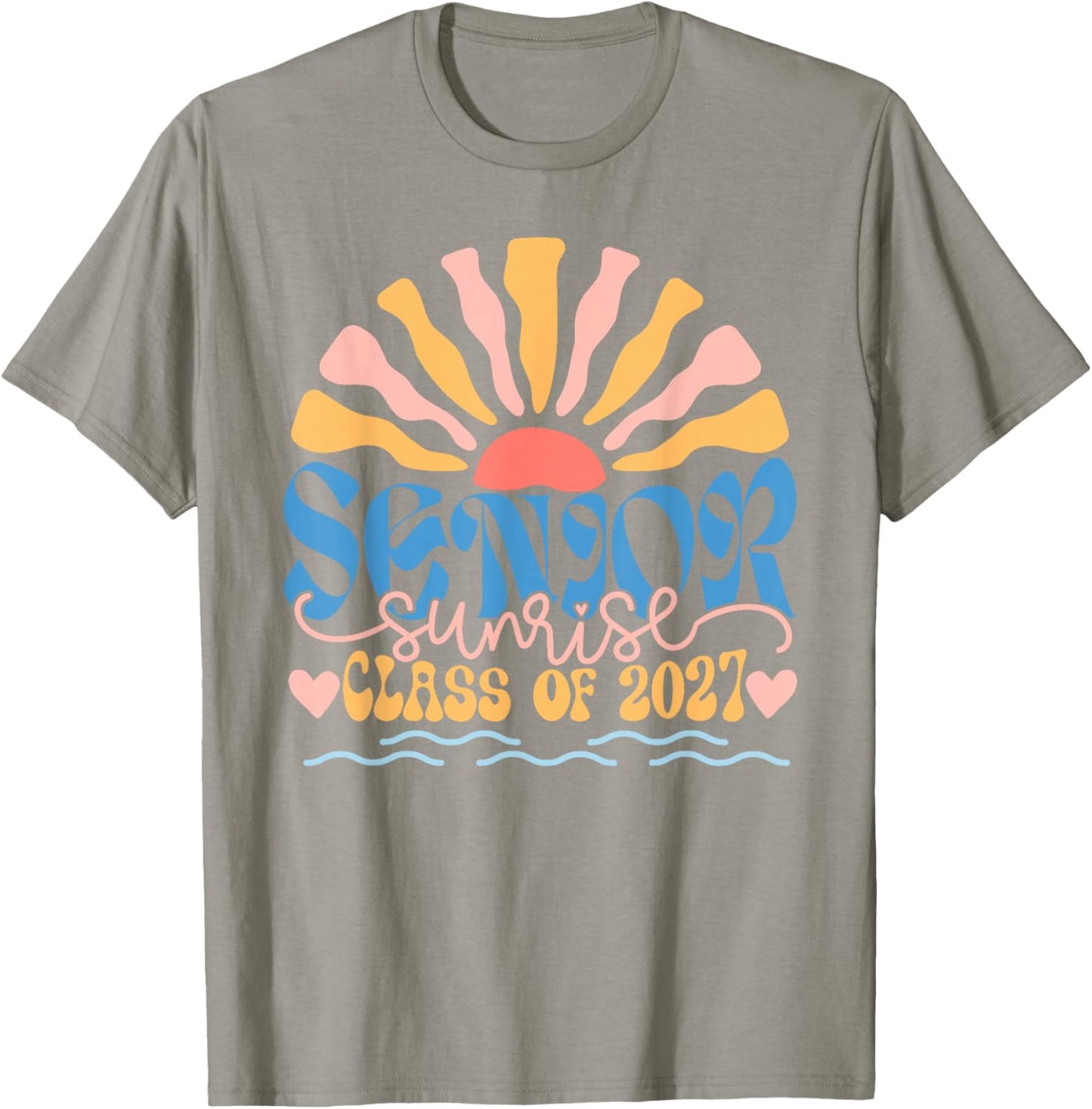 Senior Sunrise 2027 Boho Colorful High School Jenior Retro T-Shirt - T-Shirt | Sand