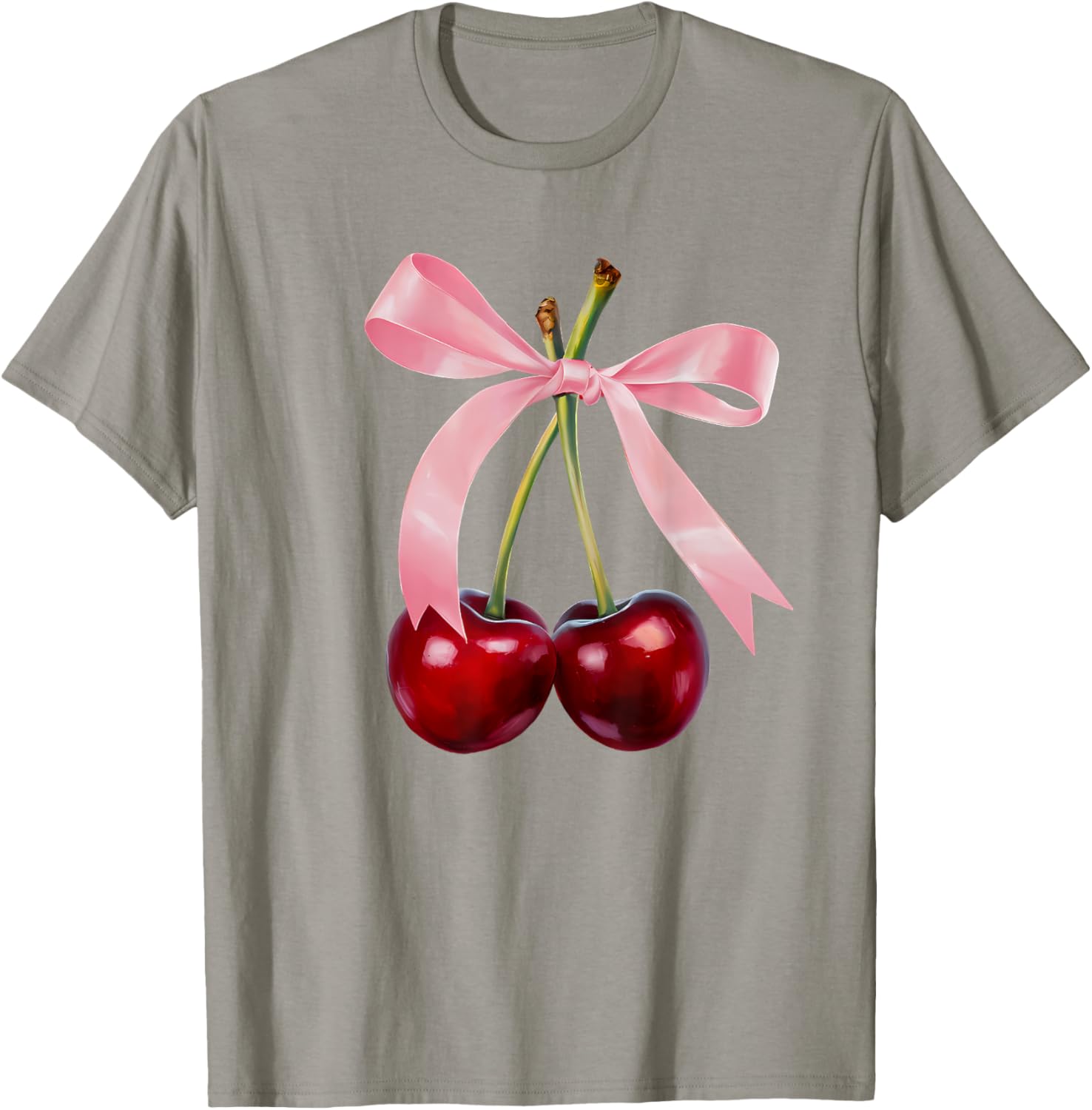 Cherry Graphic Pink Bow Red Aesthetic Cherries Summer Y2K Women Kids T-Shirt - T-Shirt | Sand