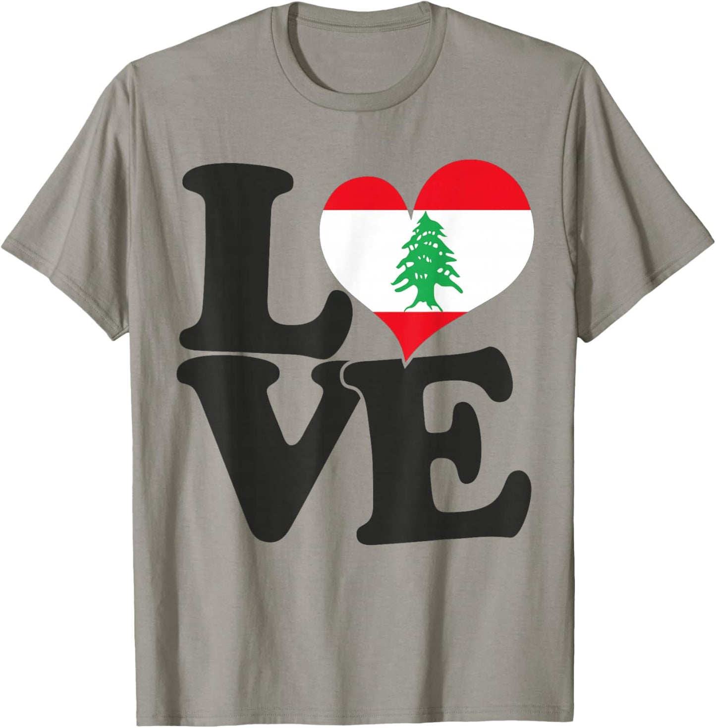 I Love Lebanon Flag Heart Patriotic Travel T-Shirt - T-Shirt | Sand