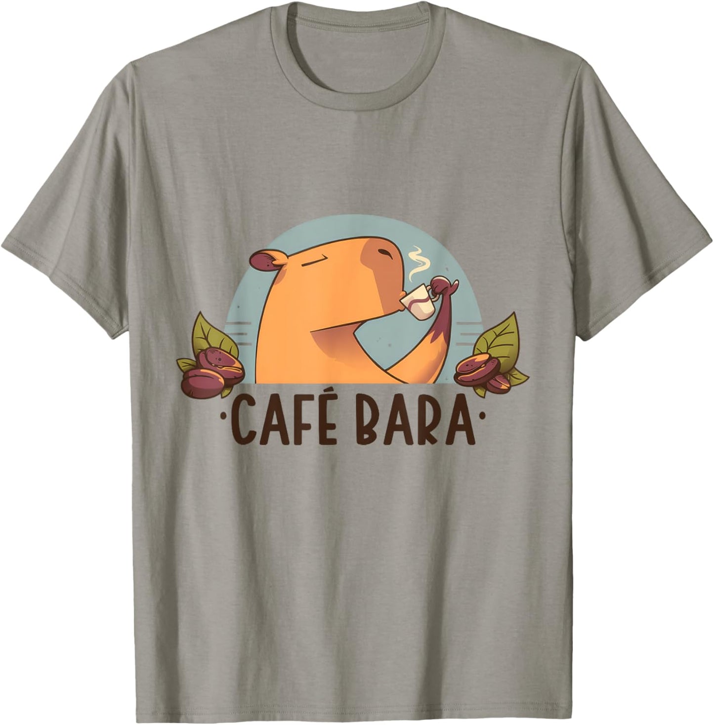 CafeBara - Cute Capybara Coffee Capy Lover Kawaii Amine Girl T-Shirt - T-Shirt | Sand