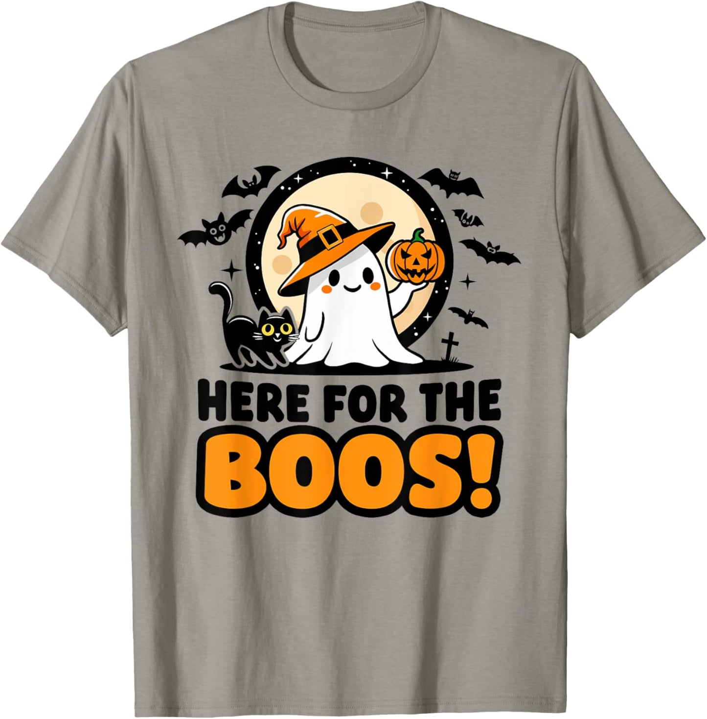 Funny Ghost Witch Pumpkin Black Cat | Cute Halloween Boos T-Shirt - T-Shirt | Sand