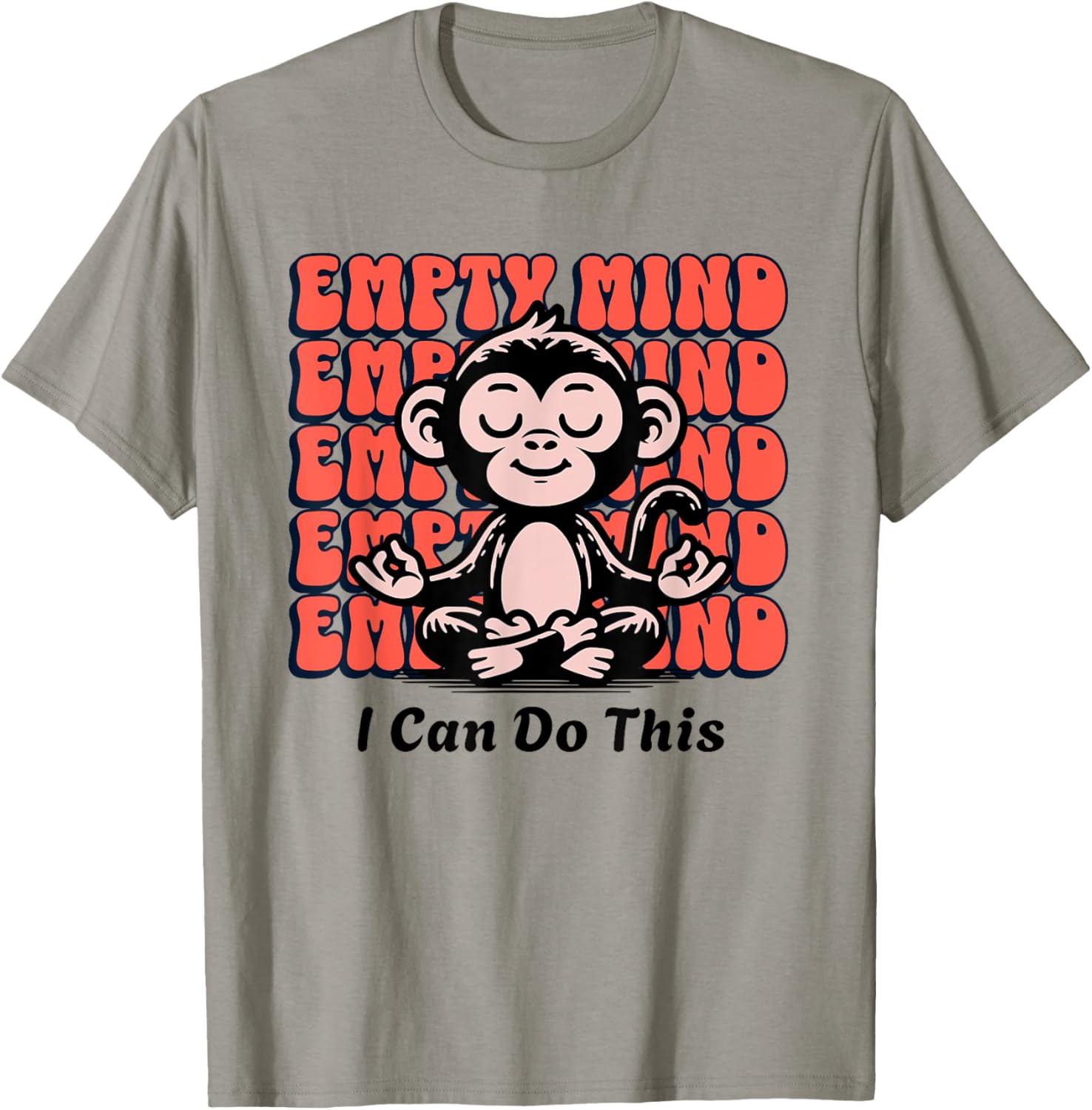 Meditating Monkey Encouragement, Beginner Yoga Mediate Chimp T-Shirt - T-Shirt | Sand