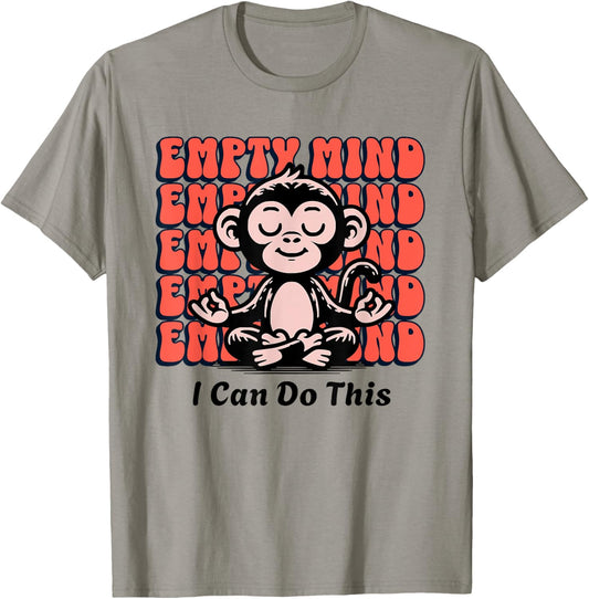 Meditating Monkey Encouragement, Beginner Yoga Mediate Chimp T-Shirt - T-Shirt | Sand
