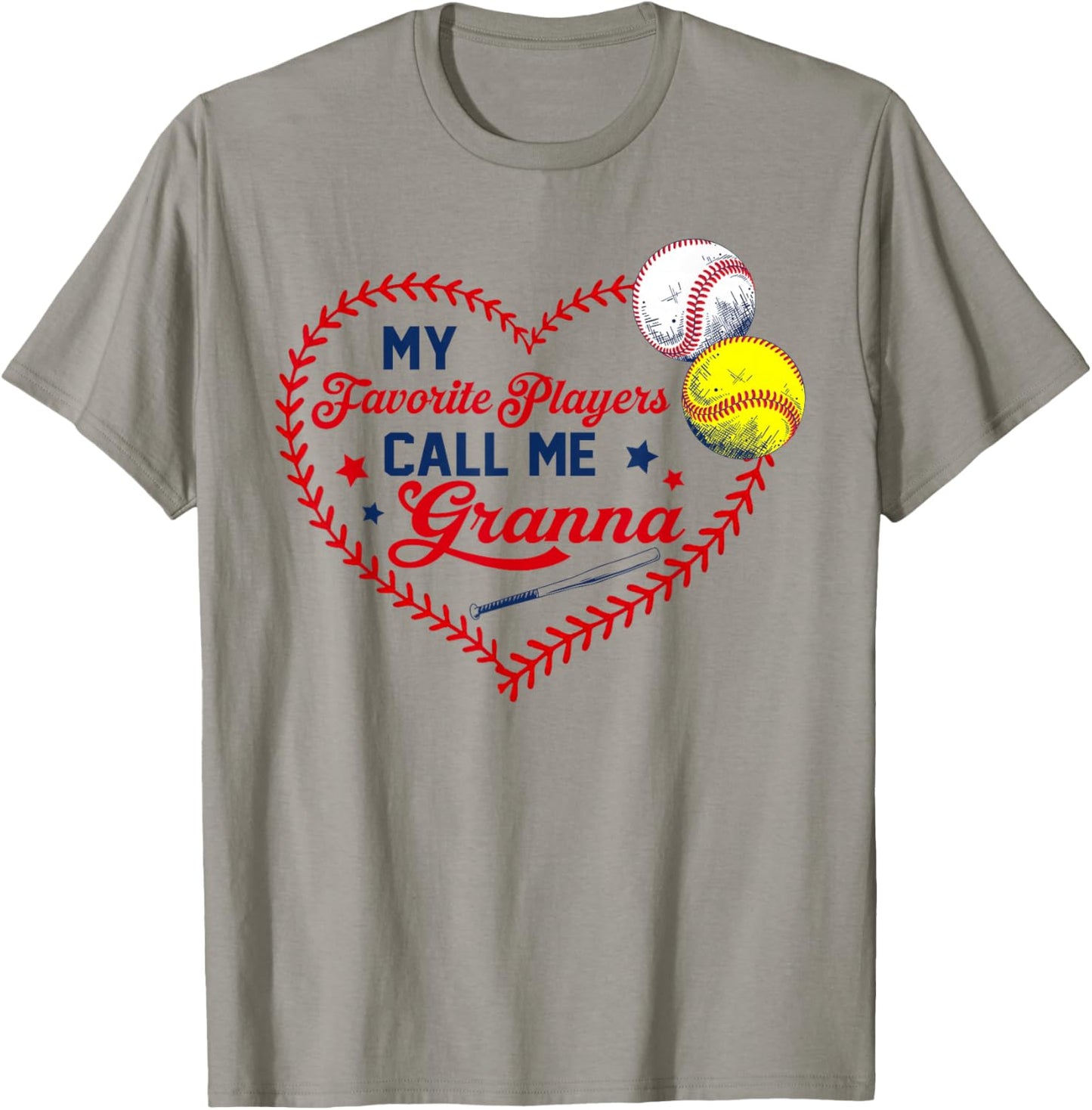 My Favorite Players Call Me Granna Baseball Softball T-Shirt - T-Shirt | Sand