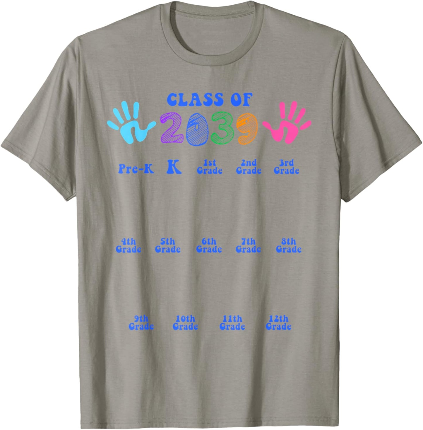 Class of 2039 Handprint for Grades Kindergarten Graduation T-Shirt - T-Shirt | Sand