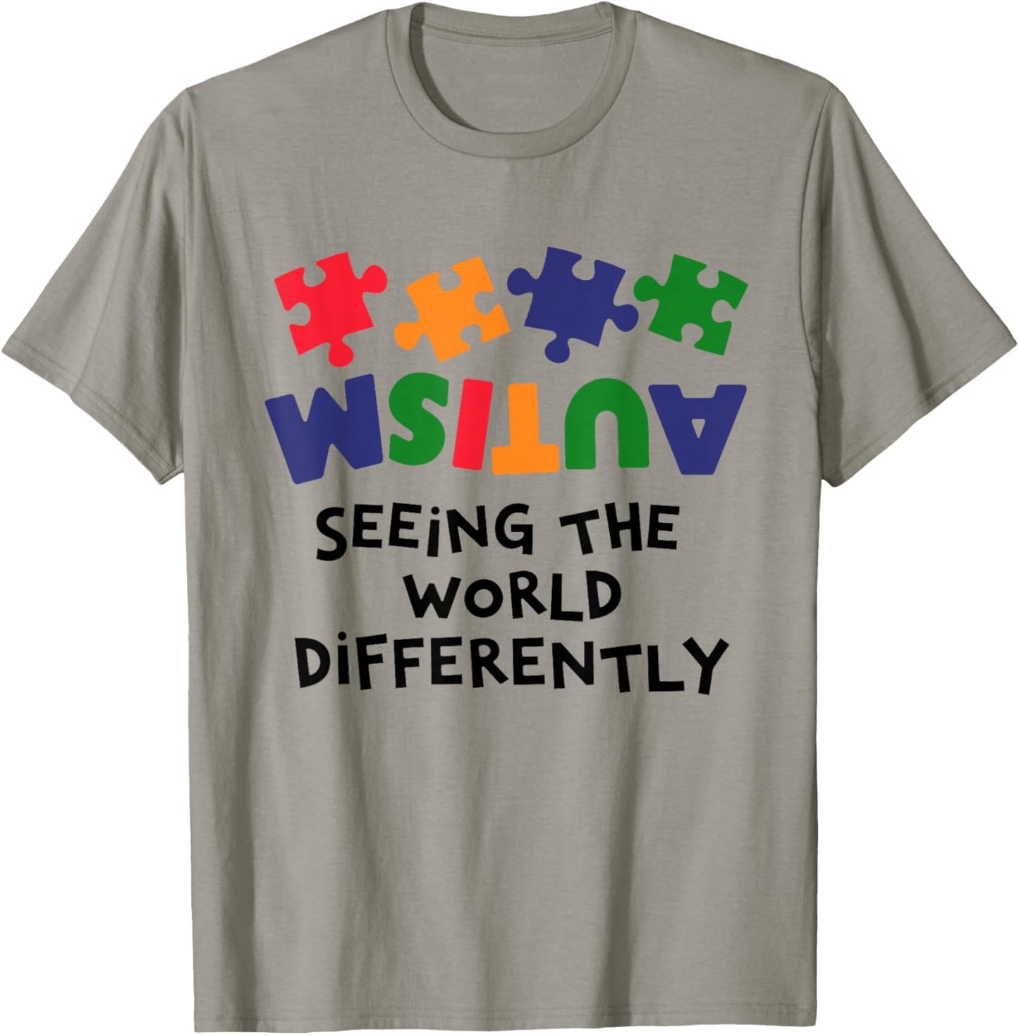 Autism Seeing The World Differently Autism Awareness Month T-Shirt - T-Shirt | Sand