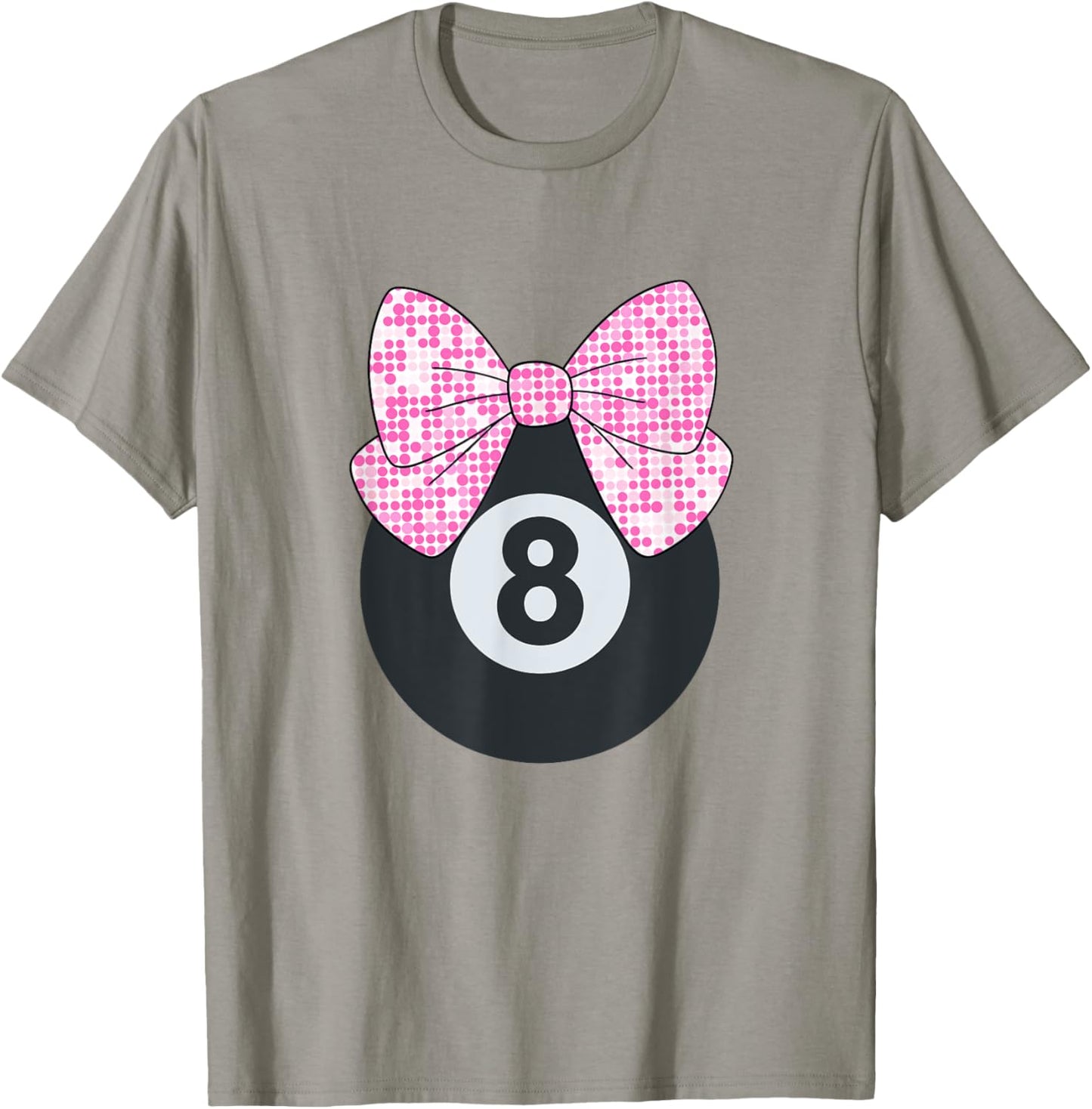 8th Birthday Girls 8 Years Old Pink Retro Bow 8-Ball T-Shirt - T-Shirt | Sand
