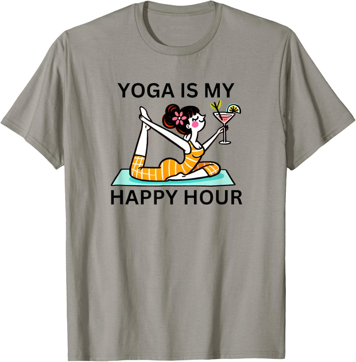 Funny Yoga Is My Happy Hour Martini T-Shirt - T-Shirt | Sand