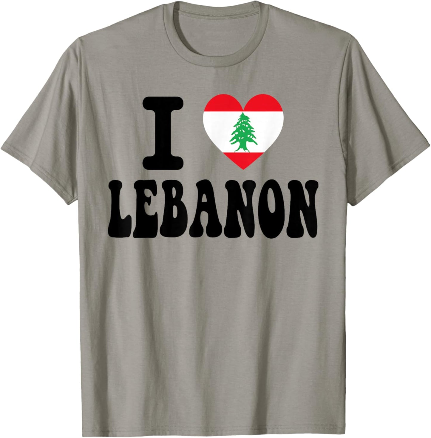 Retro Travel Souvenir with Flag I Love Lebanon Heart Shaped T-Shirt - T-Shirt | Sand