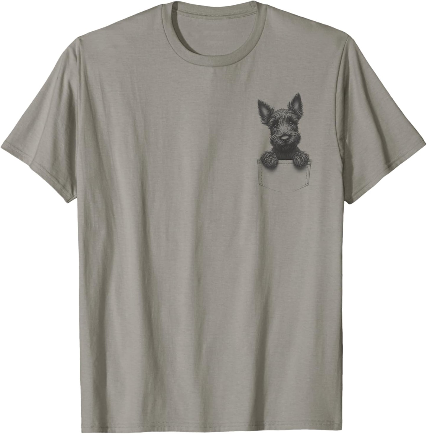 Pocket Peeking Scottish Terrier Drawing Art Scottie Design T-Shirt - T-Shirt | Sand