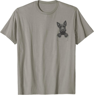 Pocket Peeking Scottish Terrier Drawing Art Scottie Design T-Shirt - T-Shirt | Sand