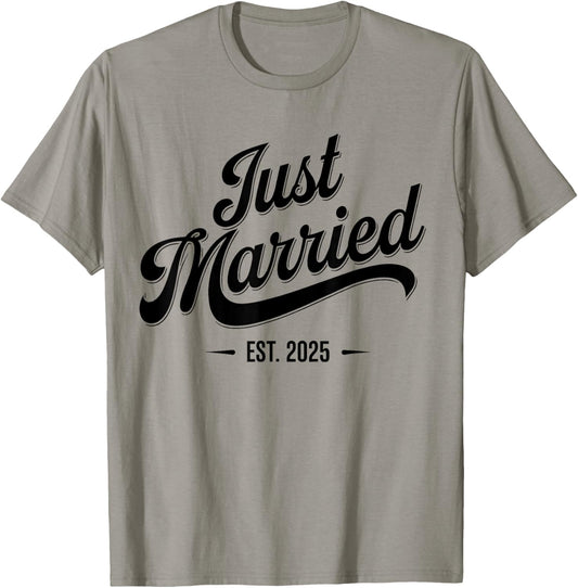 Just Married 2025 Wedding Anniversary For Couples T-Shirt - T-Shirt | Sand