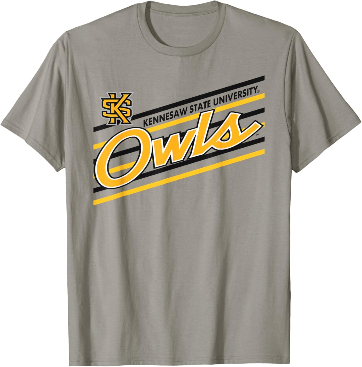 Kennesaw State Owls Retro Performer Gray Officially Licensed T-Shirt - T-Shirt | Sand