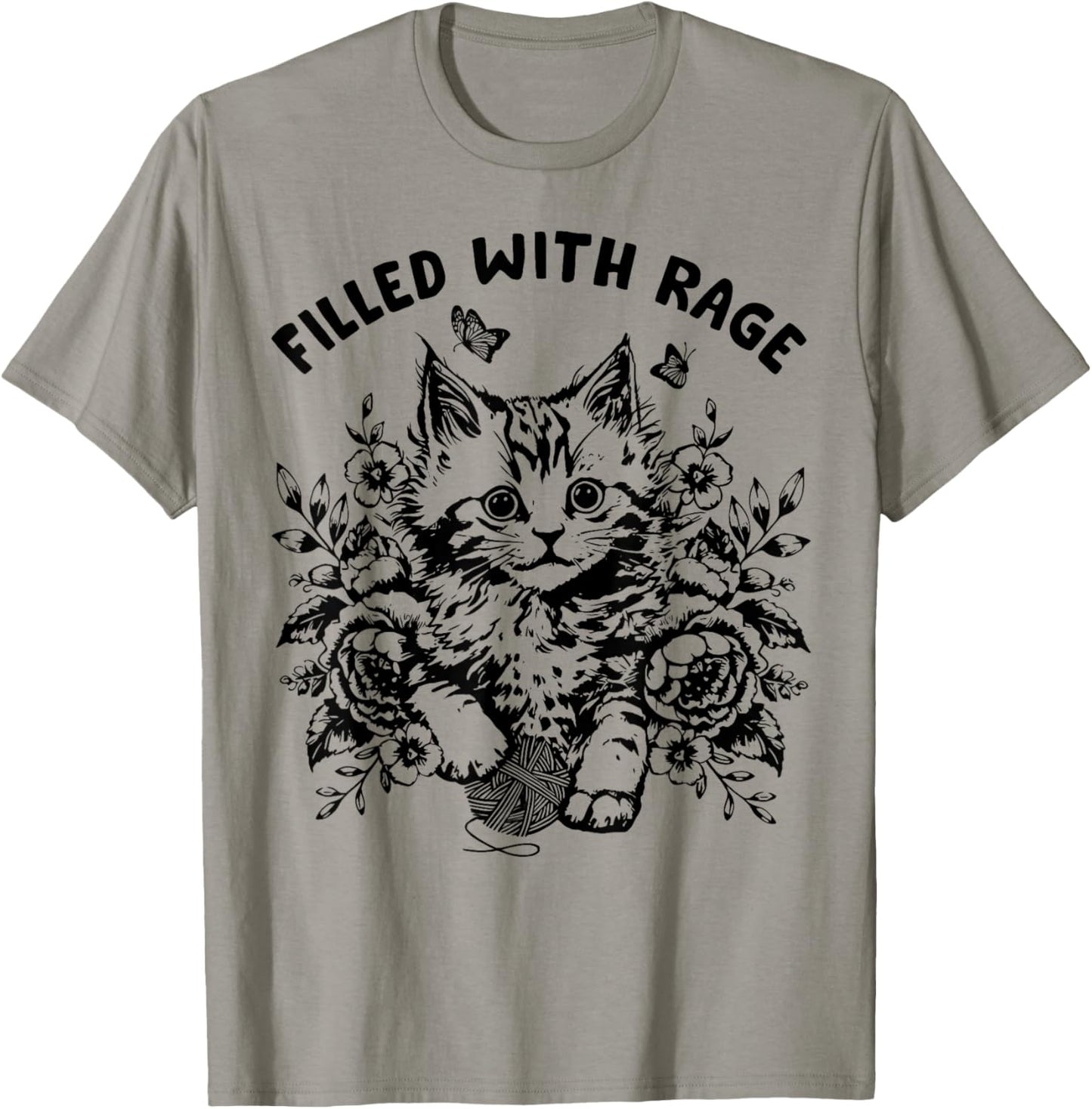 Funny Cat Filled With Rage Mental Health Meme Cat Lover T-Shirt - T-Shirt | Sand