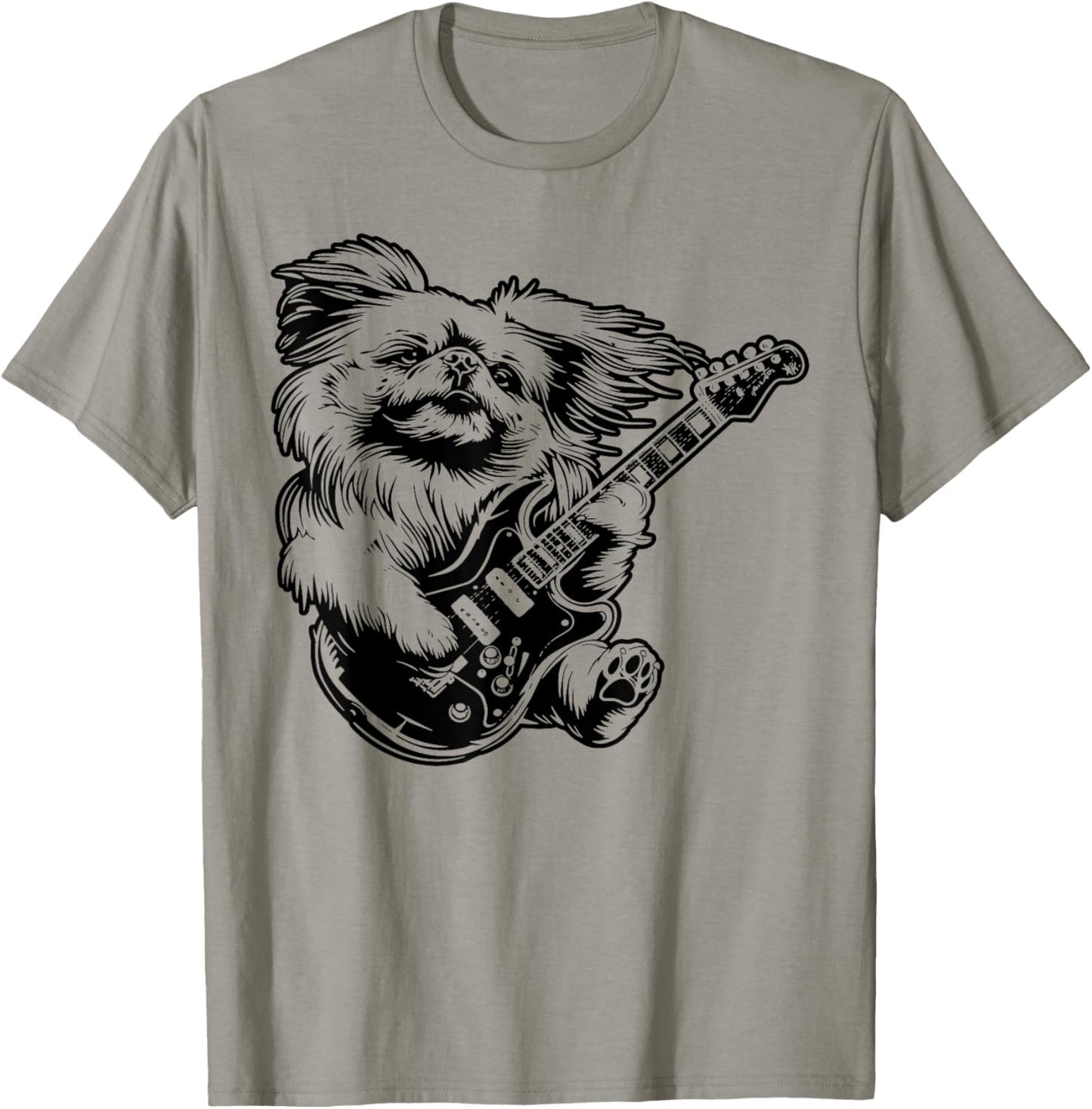 Dog Guitarist Guitar - Pekingese Dad Mom T-Shirt - T-Shirt | Sand