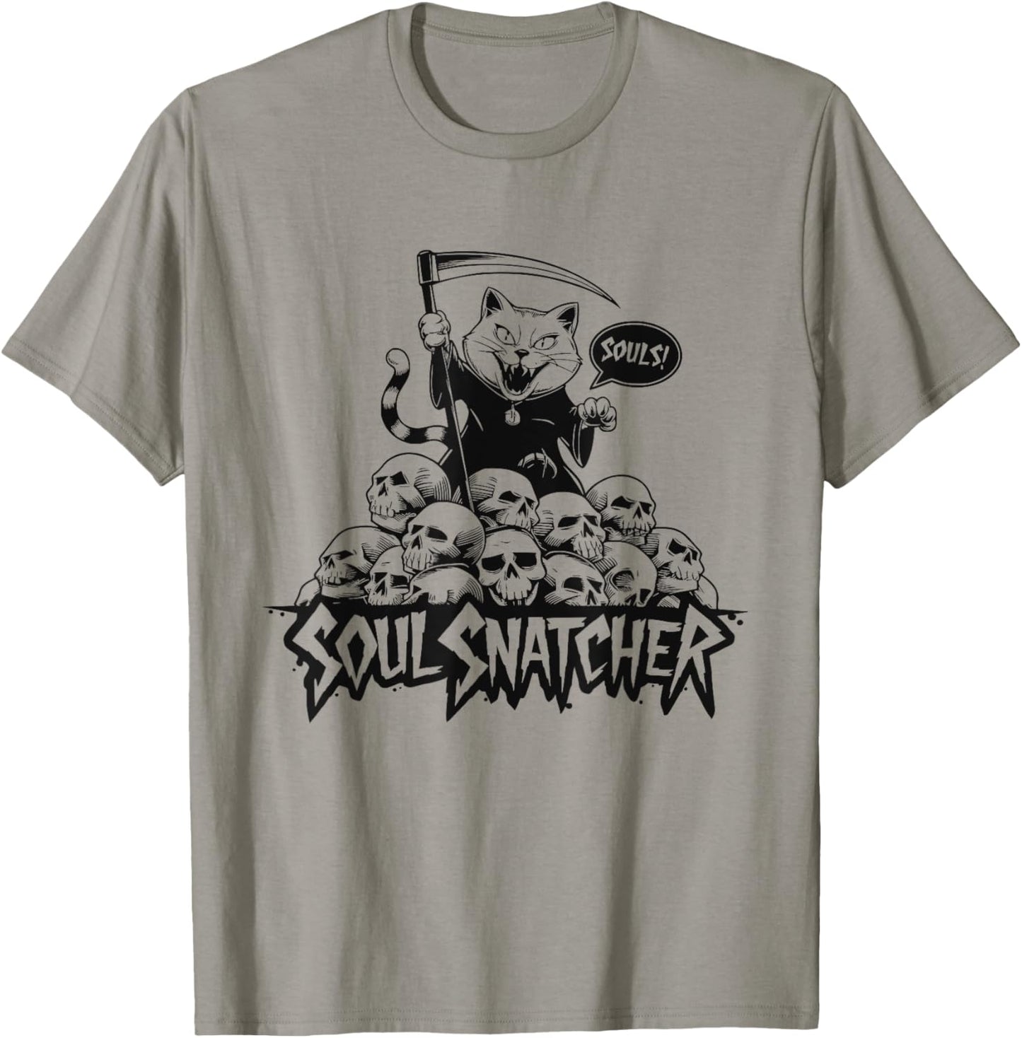 Soul Snatcher Cat Collects Souls Halloween Men Women T-Shirt - T-Shirt | Sand