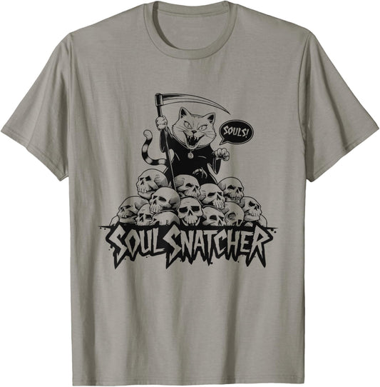 Soul Snatcher Cat Collects Souls Halloween Men Women T-Shirt - T-Shirt | Sand