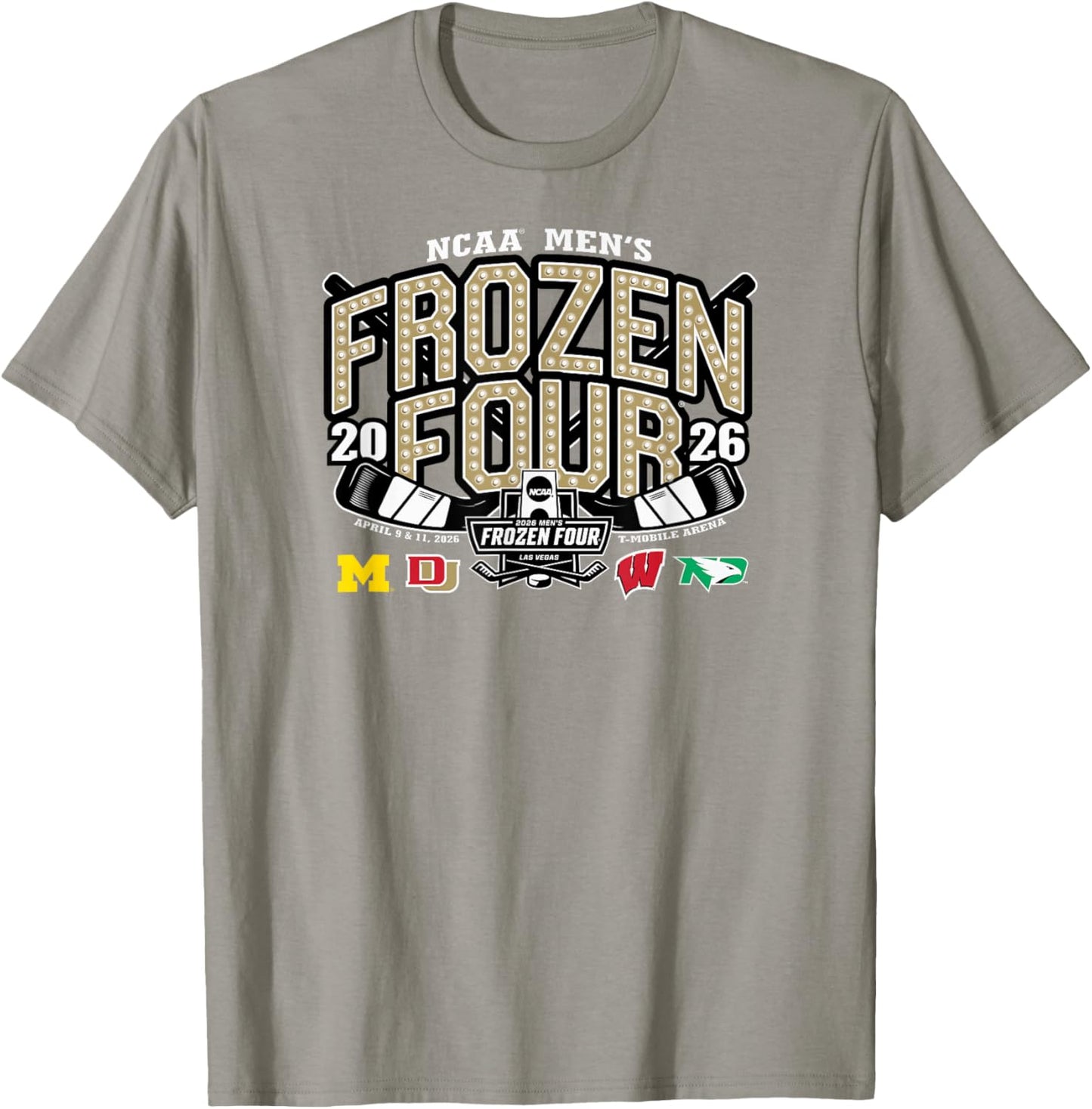 NCAA Frozen Four 2026 Men's Hockey Gray Officially Licensed T-Shirt - T-Shirt | Sand