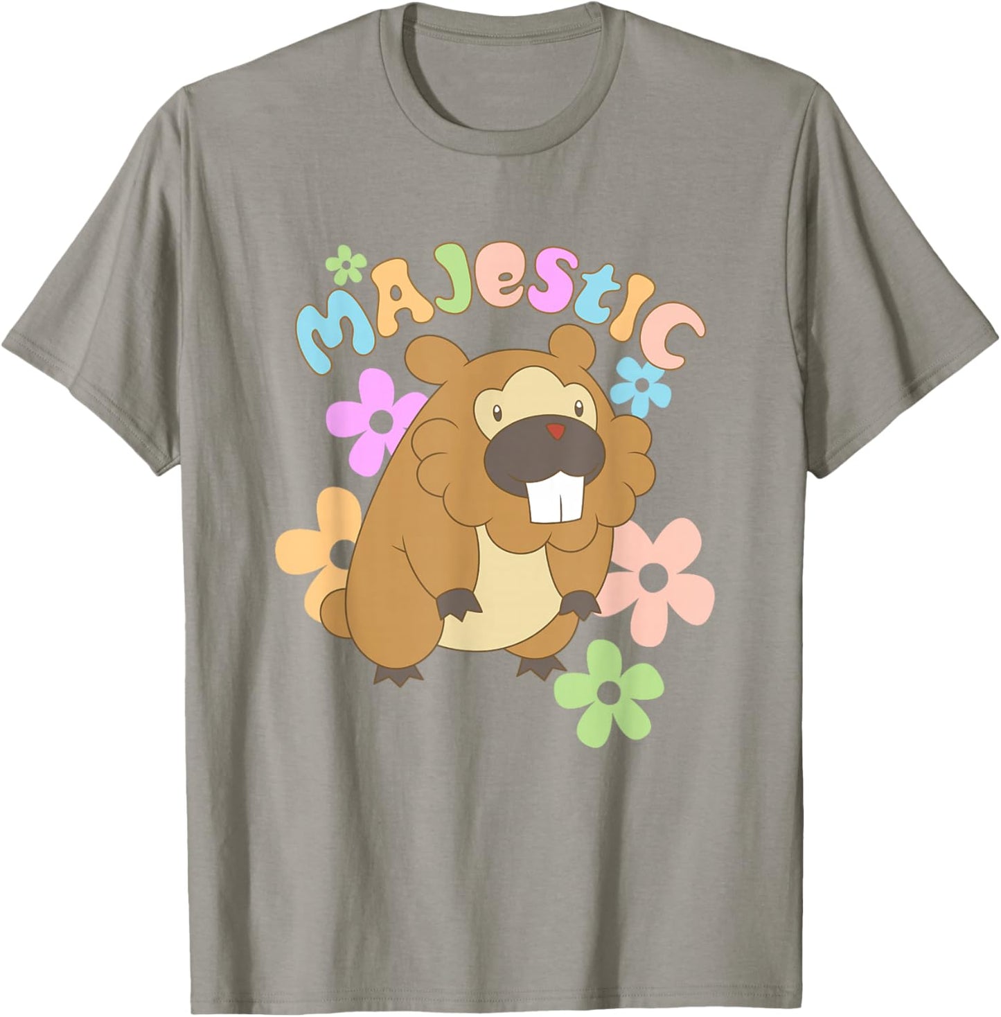 Pokémon Majestic Bidoof Floral Portrait T-Shirt - T-Shirt | Sand