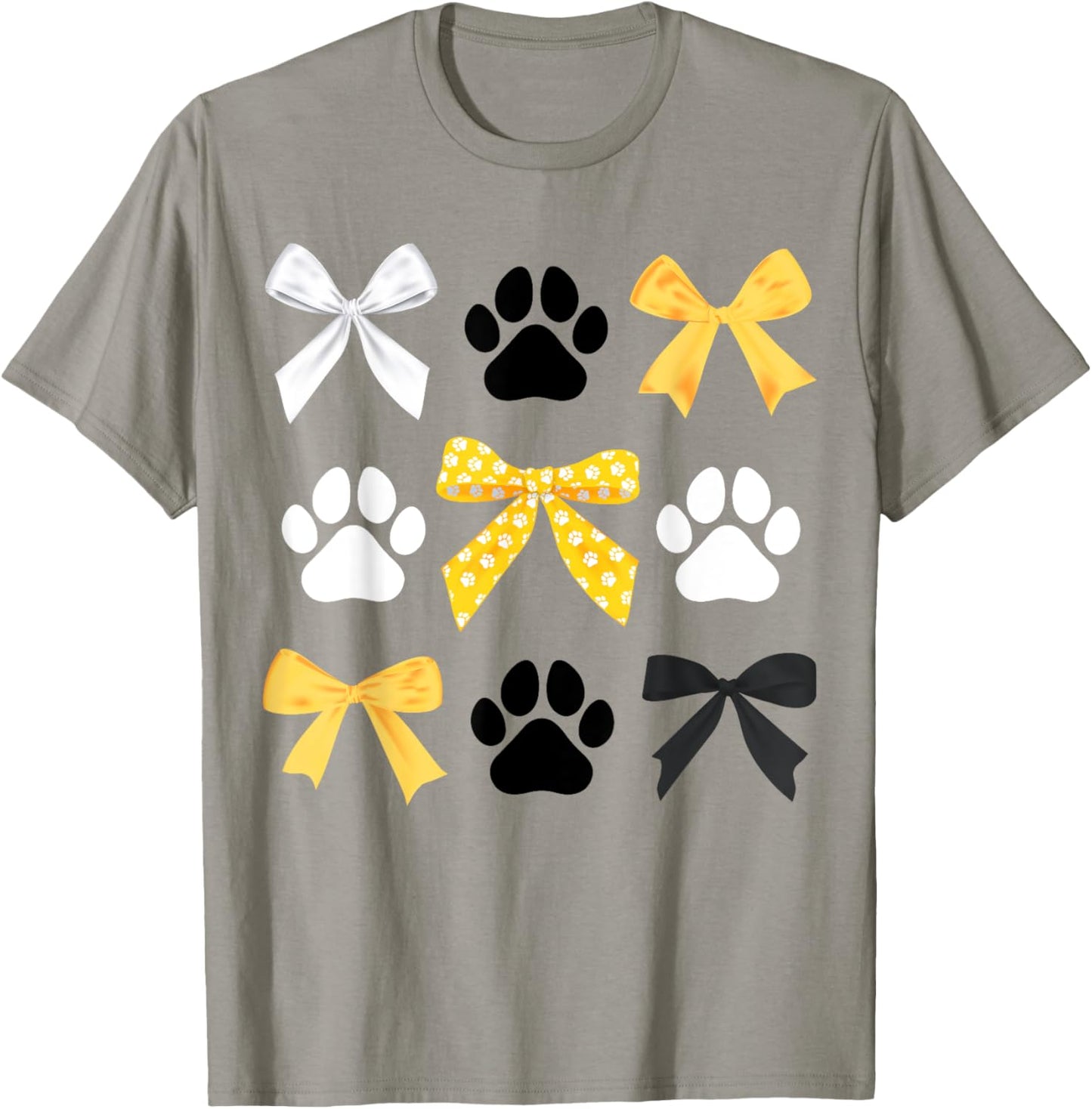 Coquette Bows and Paw Print Trendy School Spirit Teacher T-Shirt - T-Shirt | Sand