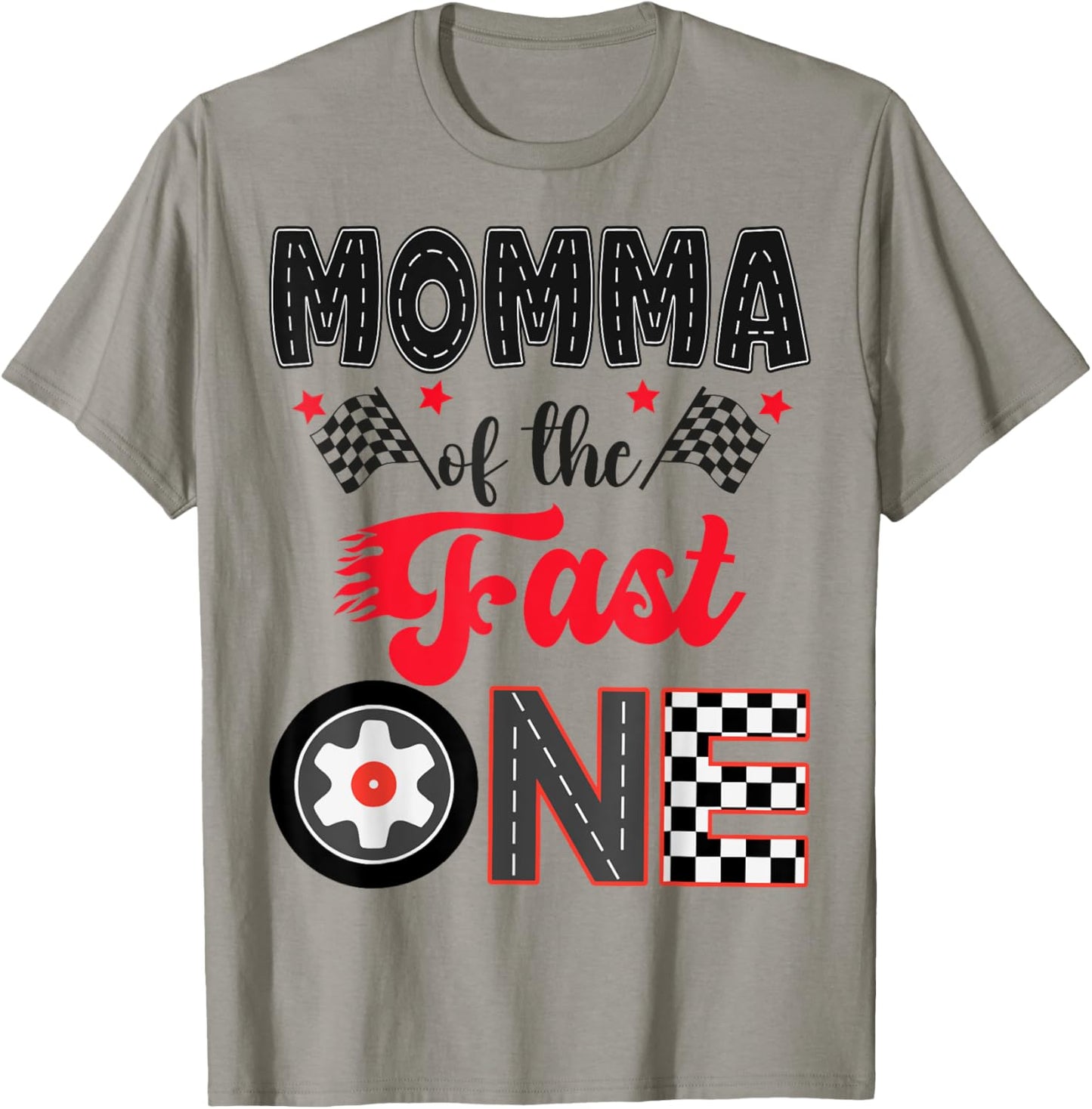 Momma Of The Fast One Car Racing Dad 1St Birthday Boy T-Shirt - T-Shirt | Sand