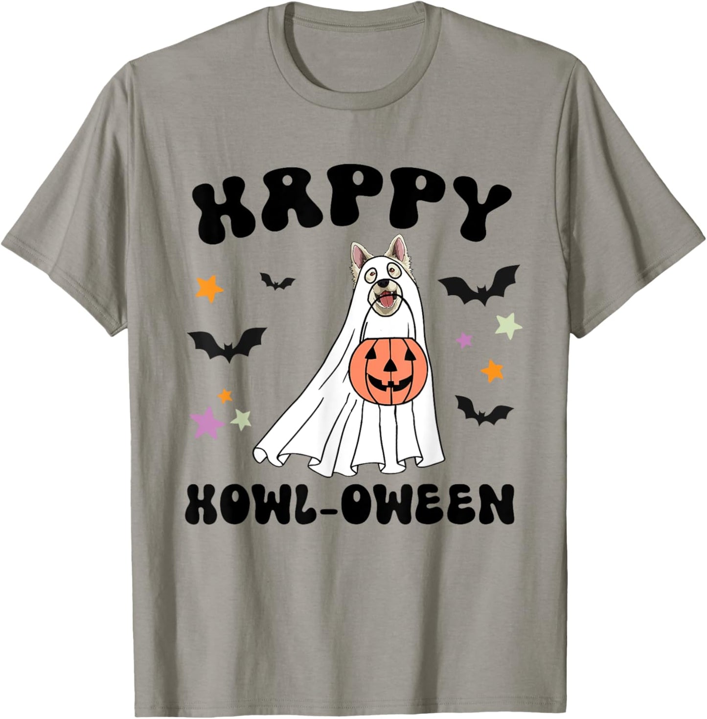 White German Shepherd Boo Dog Lover Costume Happy Halloween T-Shirt - T-Shirt | Sand