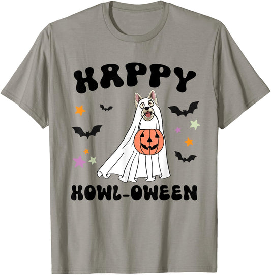 White German Shepherd Boo Dog Lover Costume Happy Halloween T-Shirt - T-Shirt | Sand