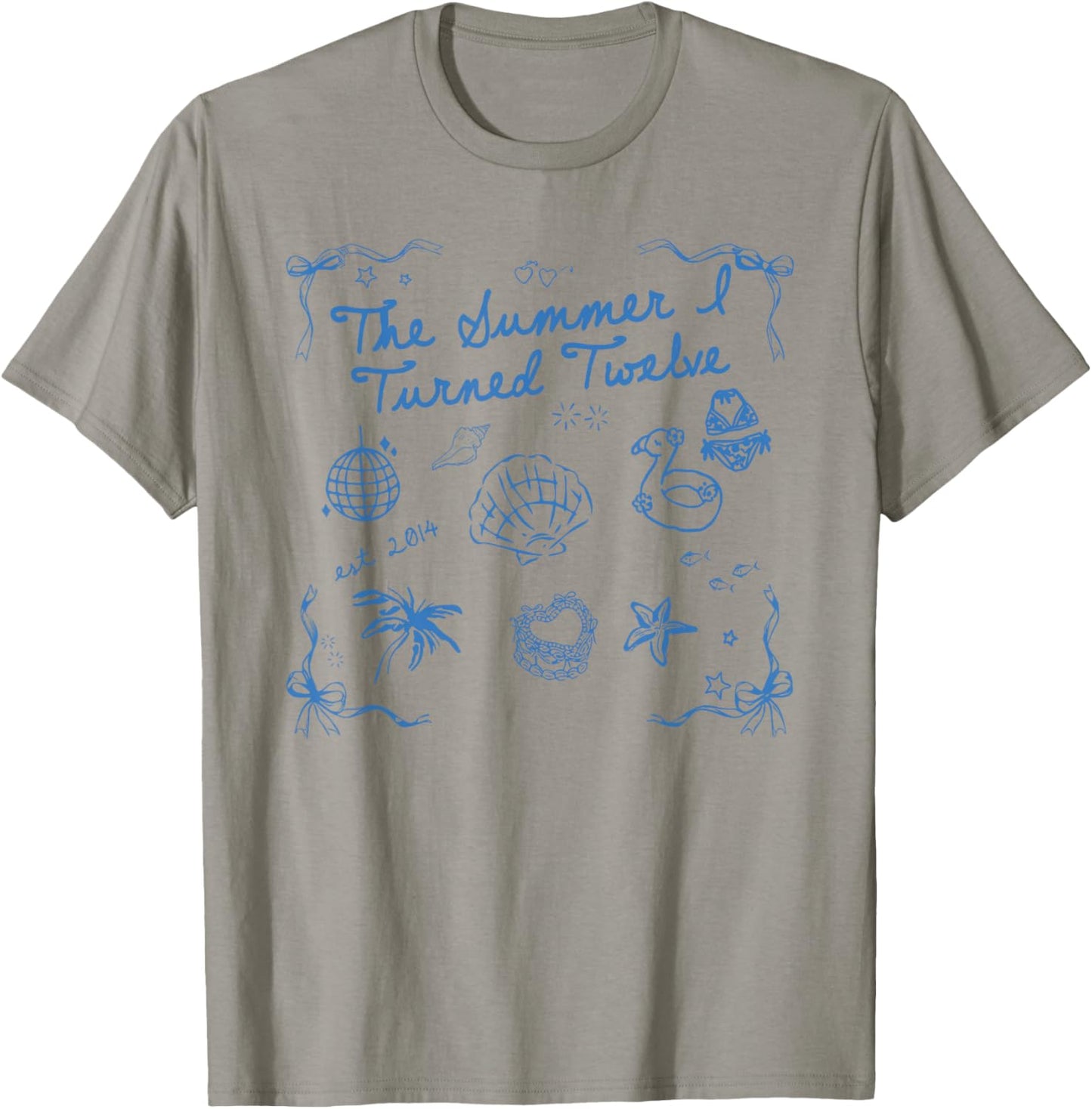 Summer I Turned Twelve Year Old Est 2014 12th Birthday T-Shirt - T-Shirt | Sand