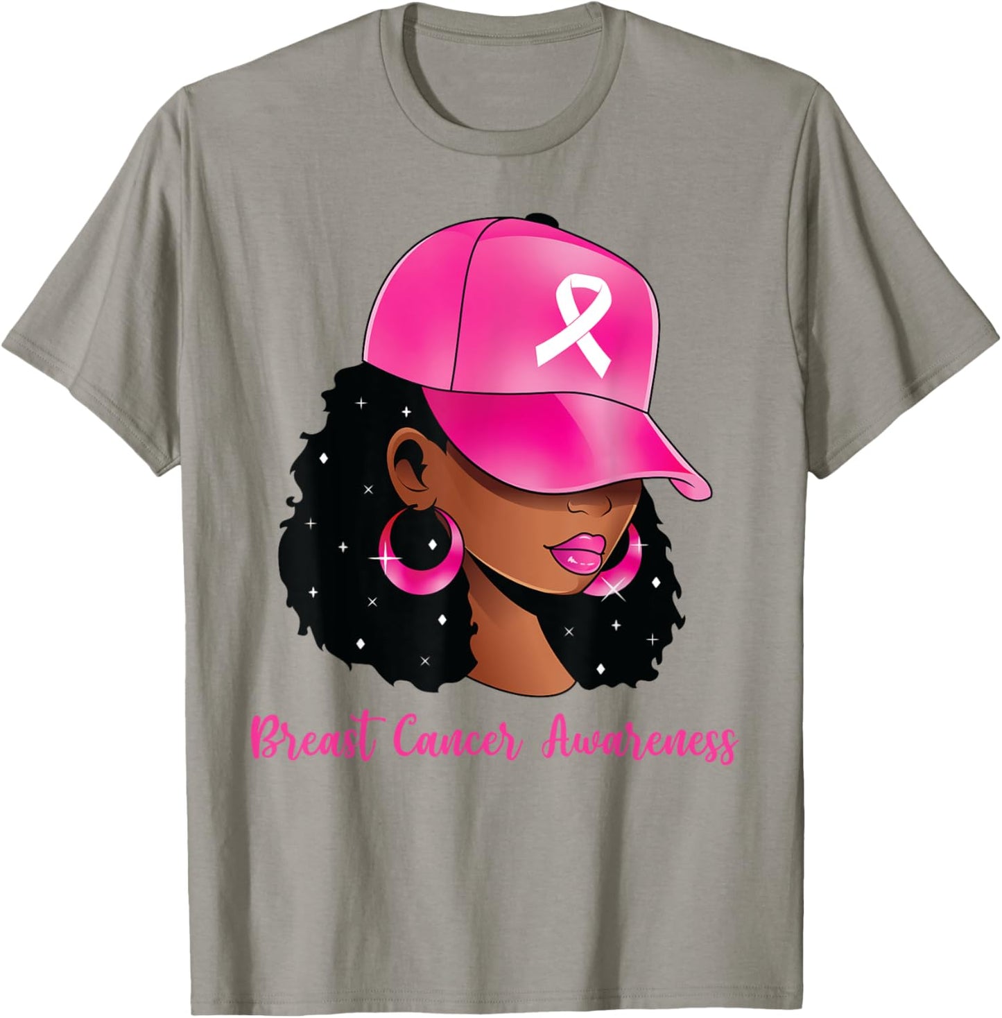 Black Women Pink Breast Cancer Awareness Warrior Women Girls T-Shirt - T-Shirt | Sand