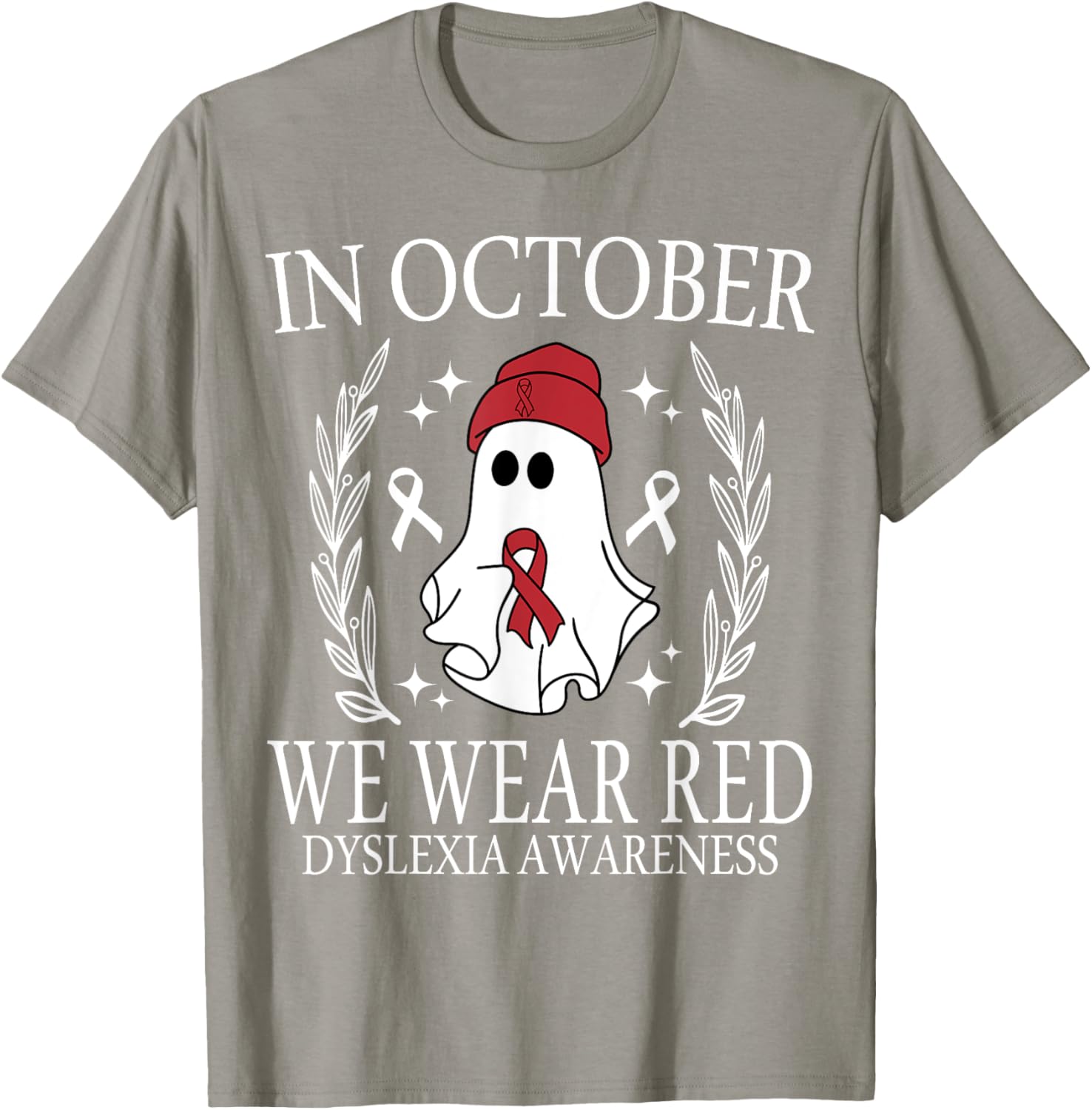 In October We Wear Red Dyslexia Awareness Student Teacher T-Shirt - T-Shirt | Sand