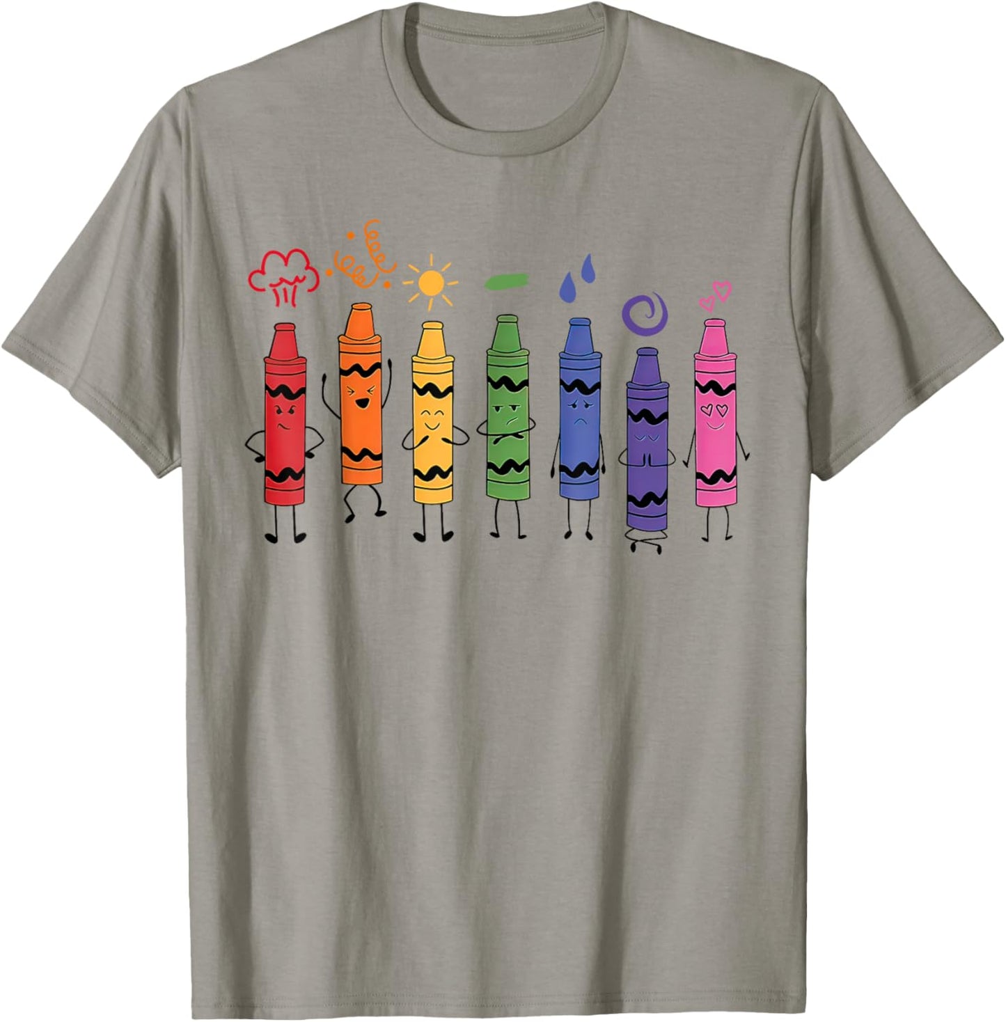 Mood Color Crayons Teacher T-Shirt - T-Shirt | Sand